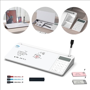 Multifunctional Desktop Whiteboard Organizer with Detachable Calculator
